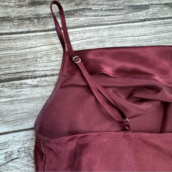 DB Studio Women's Midi Slip Cowl Dress 10 Merlot Burgundy Garnet Red Adjustable - Picture 7 of 13